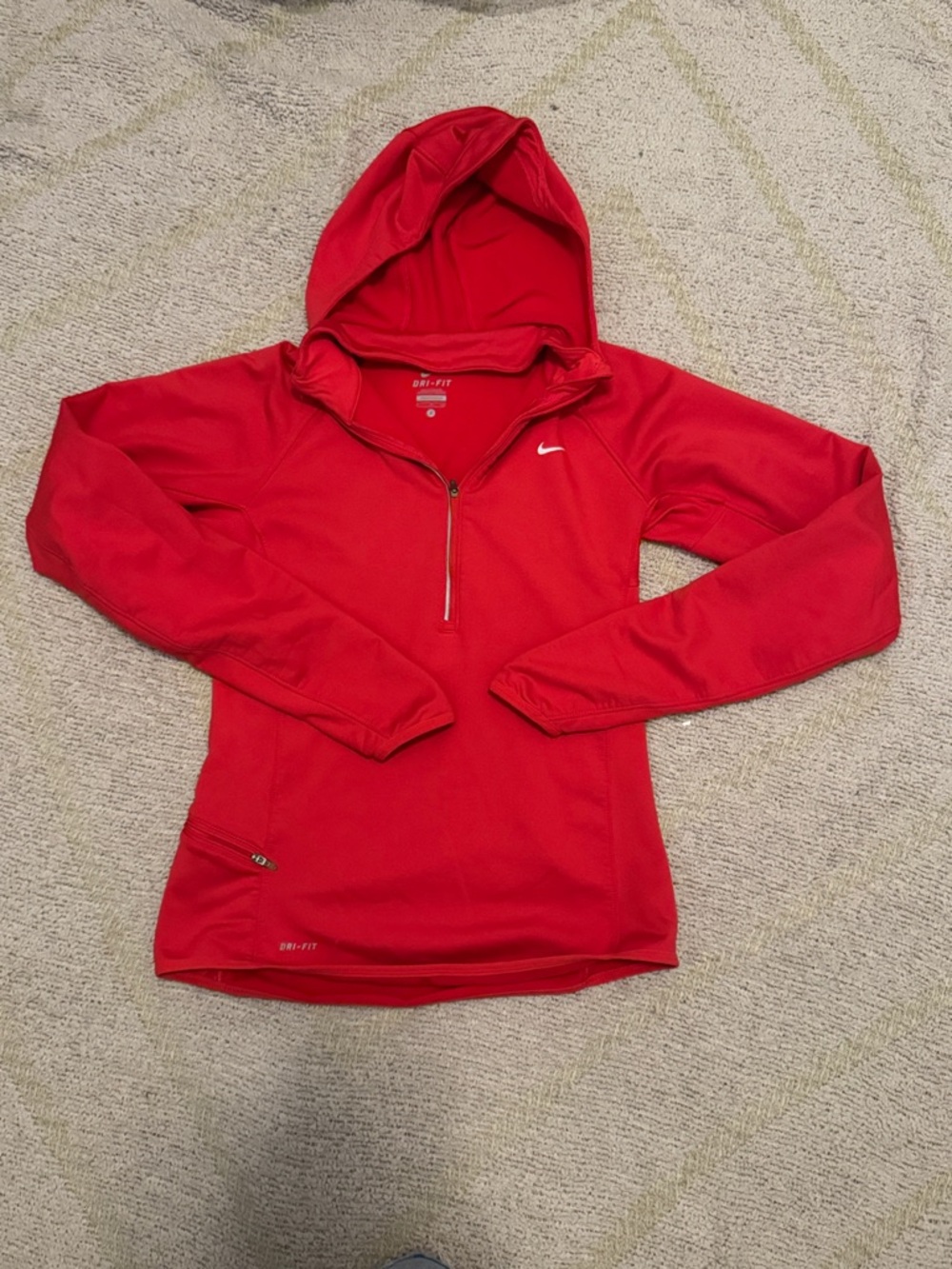 Nike Dri-Fit Quarter Zip Hoodie Pullover Pink Small Athletic Jacket